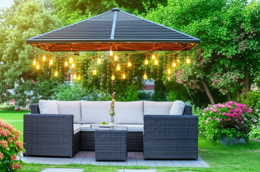 gazebo rotan sintetis sentuhan elegan dan abadi untuk taman impian anda
