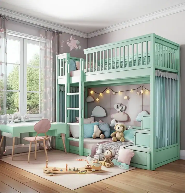 kamar impian si kecil inspirasi dipan tidur tingkat cantik aman dan hemat ruang untuk anak perempuan